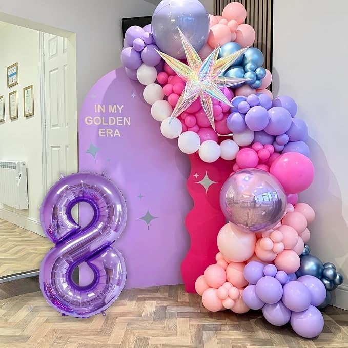 Purple 7 Balloon Number, 40 Inch Number 7 Balloon Big Purple 7 Foil Mylar - Image 4