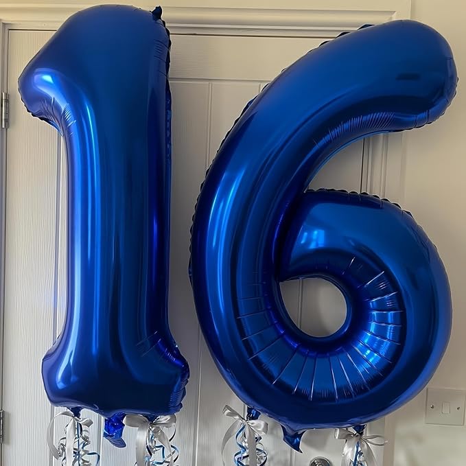 Navy Blue 16 Balloon Number, 40 Inch Number 16 Balloon Big Dark Blue Foil Mylar - Image 6