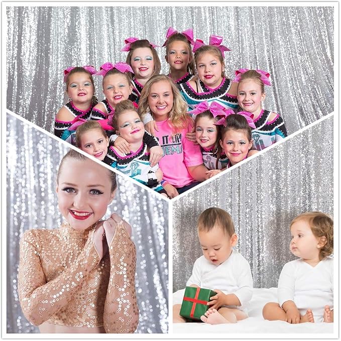 Eternal Beauty Silver 3mm Sequin Backdrop 8x8 Ft - Image 4