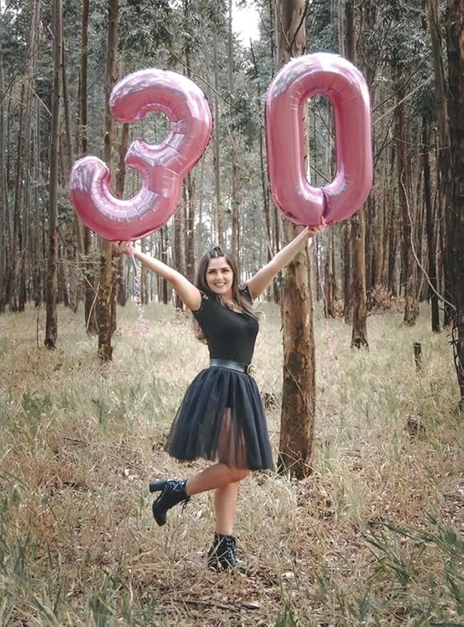 3 Balloon Numbers Birthday Decorations, 40In Pearl Pink Balloons - Image 2