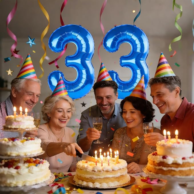 40 Inch Number 33 Balloons for 33rd Birthday Party Decorations, 0-100 Dark Blue - Image 2