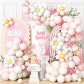 Daisy Balloon Garland Arch Kit, Macaron Pastel Pink Sand White Boho Groovy Party by BTZO