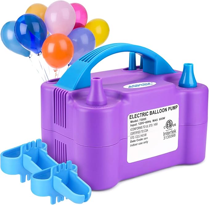 AGPTEK Electric Air Balloon Pump, 110V 600W | Portable Dual Nozzle by AGPTEK
