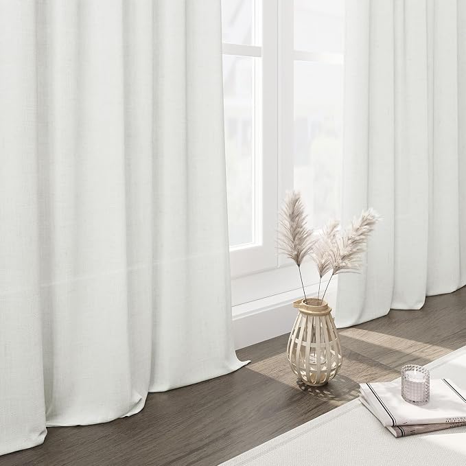 Linen Curtains 84 Inch Length 2 Panels Set, Ivory - Image 6