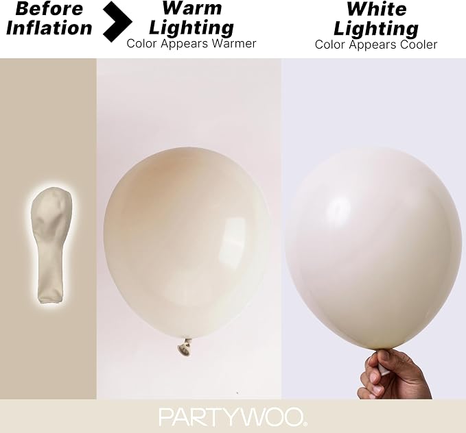 PartyWoo White Balloons 145pcs Sand White Beige Cream Ivory Boho Neutral | - Image 3