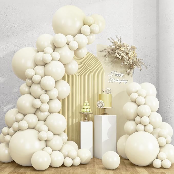 RUBFAC 135pcs Ivory White Balloons Different Sizes 18 12 10 5 Inch Latex by RUBFAC
