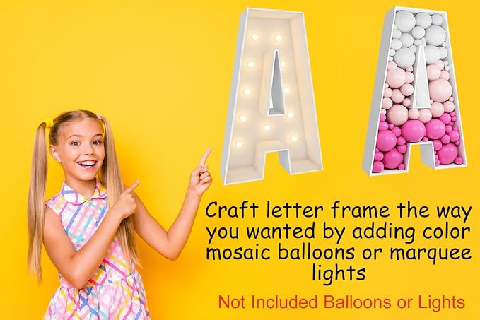 3FT Tall Mosaic Balloon Frame Letters Big Marquee Light Up DIY Kit - Image 5