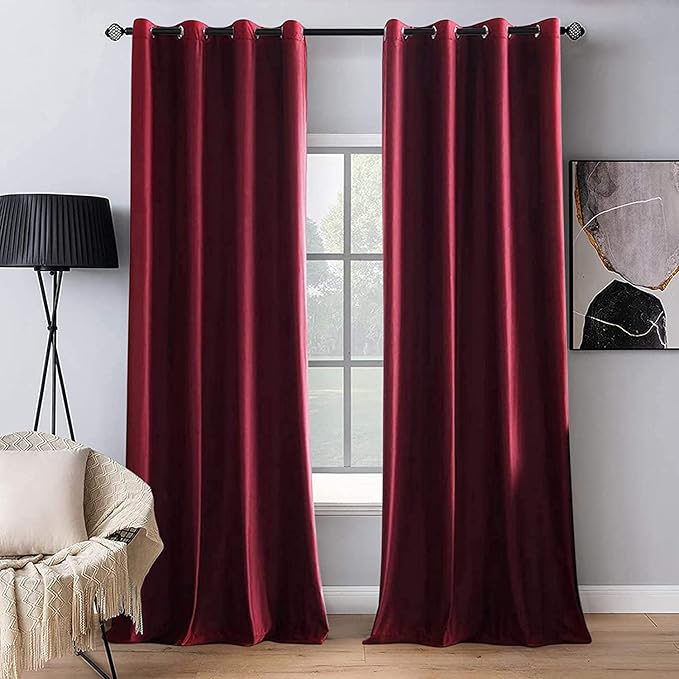 MIULEE Velvet Curtains Christmas Burgundy 52 x 90 Inch Length Set of 2 | by MIULEE