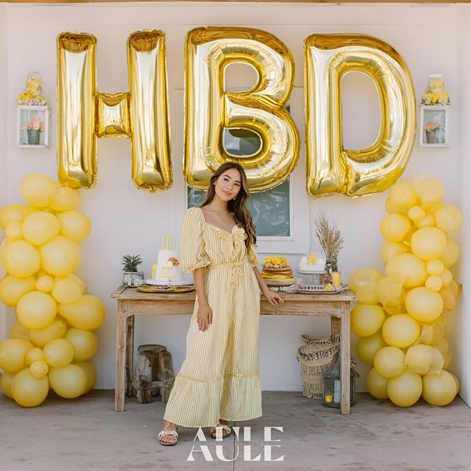 AULE 40 Inch Gold I Balloon Letter Foil A-Z Birthday Big Alphabet | Birthday - Image 3