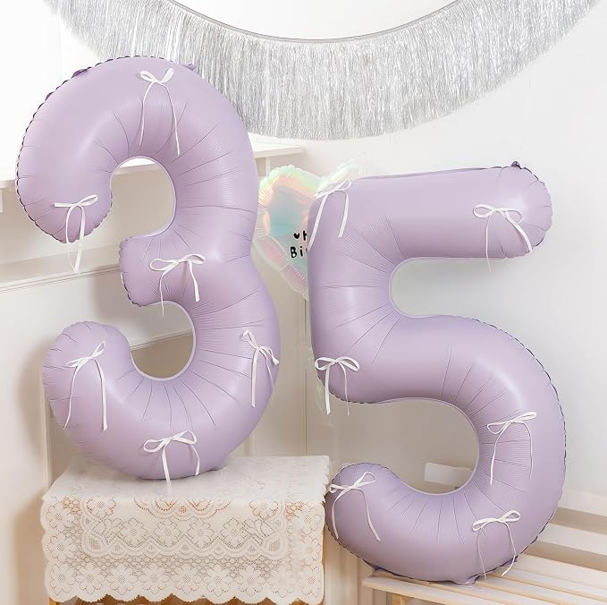 Pastel Purple 30 Number Balloons, 40 Inch Light Purple 30 Balloons Large Helium - Image 5