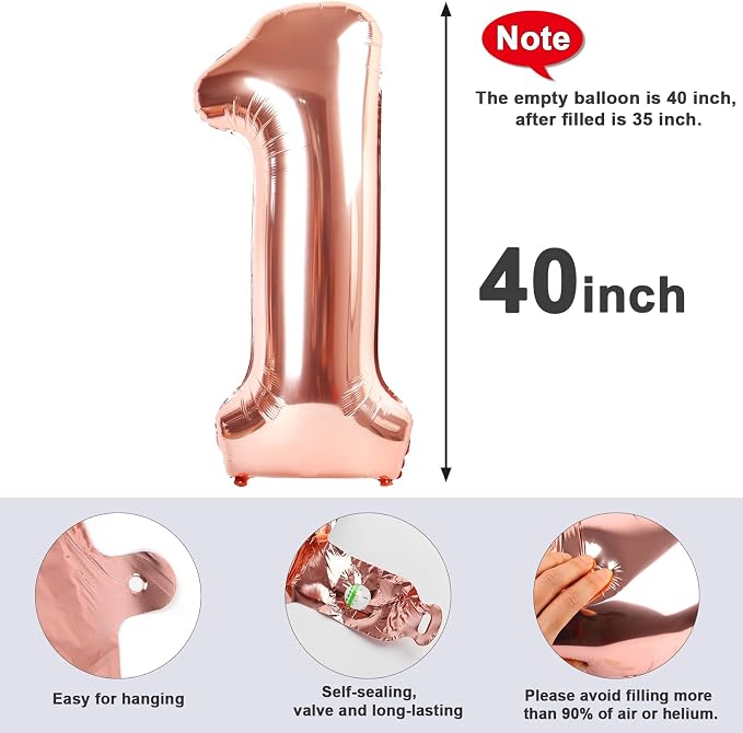 2 Balloon Numbers Birthday Decorations, 40In Rose Gold Balloons - Image 5