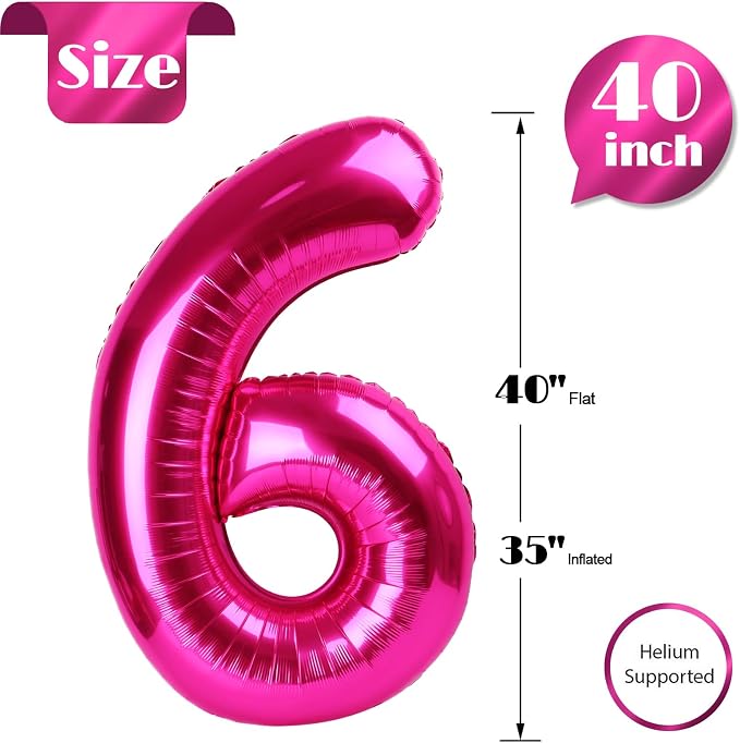 Hot Pink Number 6 Balloon 40 Inch - Image 5