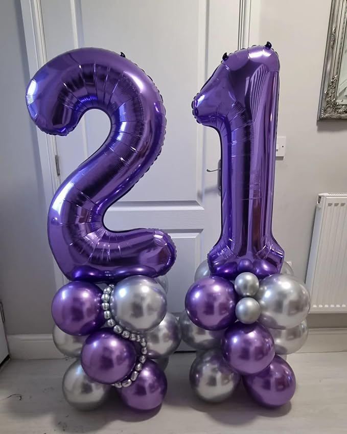 Number 24 Purple Balloons 40 Inch Giant Purple 24 Number Foil Helium Balloons - Image 4