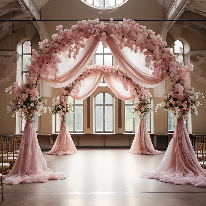Wedding Arch Draping Fabric Backdrop Drapes 3 Panels, Dusty Rose | 28.7"x20FT - Image 7