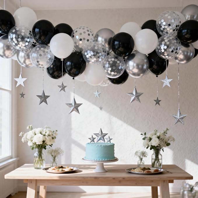 Black and Silver Balloons, 12 Inch | Latex Balloons - Image 5