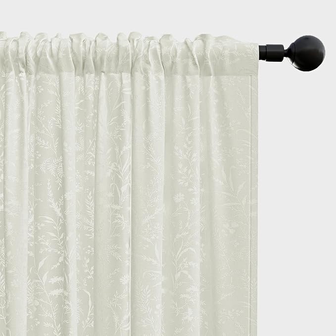 Anmao Cream Semi Sheer Light Filtering Curtains 84 Inches Long 2 Panels - Image 8