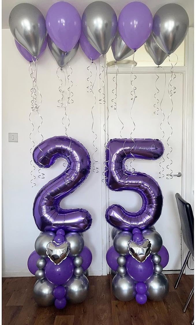 Number 24 Purple Balloons 40 Inch Giant Purple 24 Number Foil Helium Balloons - Image 5