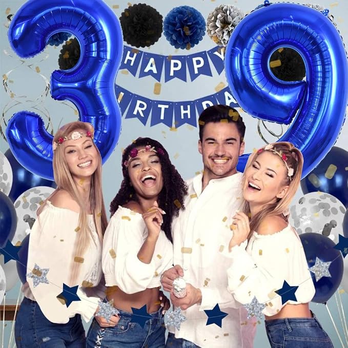 TONIFUL 40 Inch Navy Blue Number 9 Balloons Large Foil 9th Birthday Decor | - Image 5