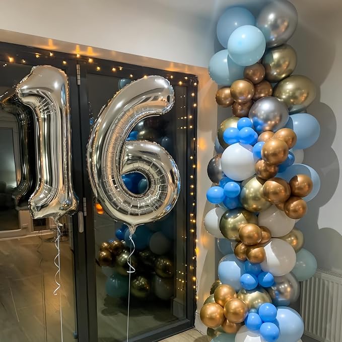 Silver 5 Balloon, 40 Inch Number 5 Balloon, 5 Birthday Balloon Decorations - Image 2