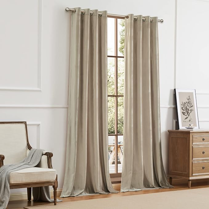 BULBUL Velvet Champagne Grommet Blackout Curtains 63 inch - Image 8