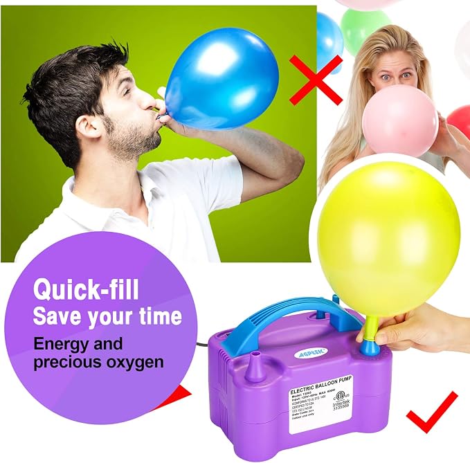 AGPTEK Electric Air Balloon Pump, 110V 600W | Portable Dual Nozzle - Image 2