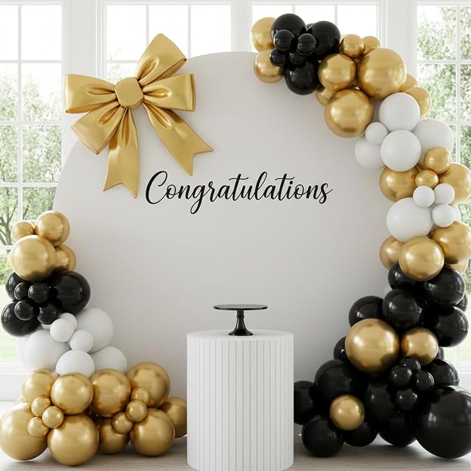 RUBFAC Black and Gold Balloons 129pcs Different Sizes 18 12 10 5 Inch | Latex - Image 6
