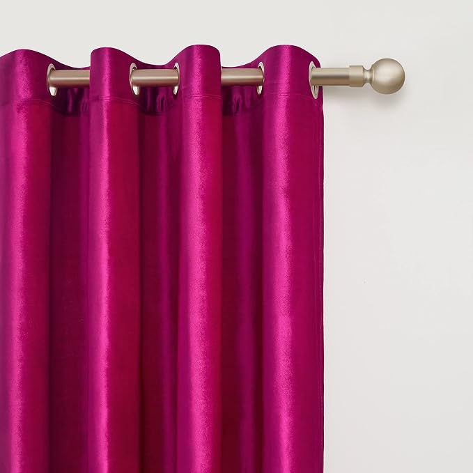Hot Pink Velvet Blackout Curtains 120 inch - Image 2