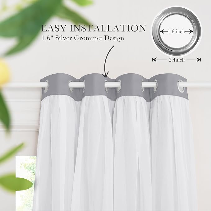 PONY DANCE Living Room Blackout Curtains, 95 Long | White Sheer Curtains - Image 8