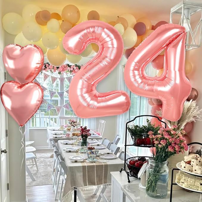 Rose Gold 21th Birthday Decorations, 40 inch Large 21 Balloon Numbers - Image 3