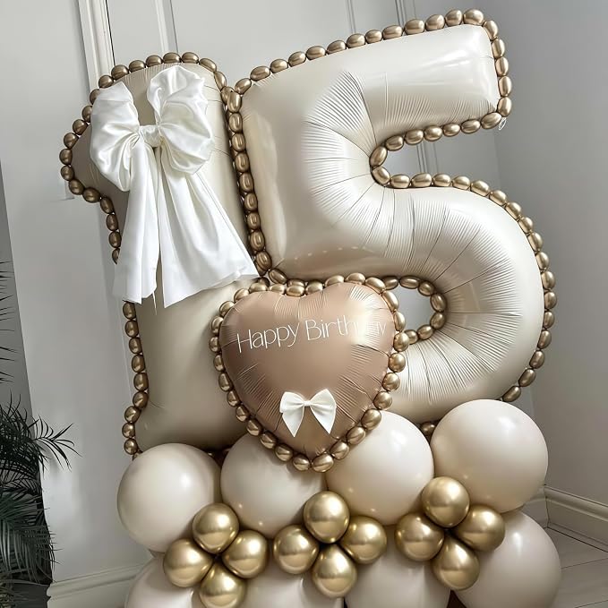 Cream 12 Balloon Number 40 Inch Cream Number 12 Balloon Helium Mylar Balloons - Image 3