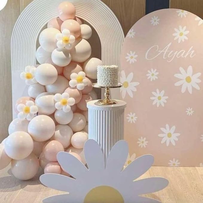 Daisy Balloon Garland Arch Kit, Macaron Pastel Pink Sand White Boho Groovy Party - Image 6