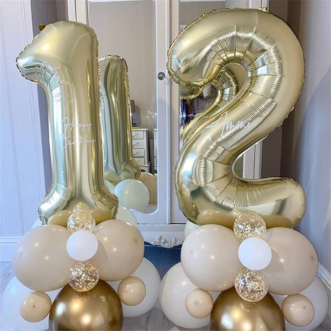 Champagne Gold Balloon Number 5, 40 Inch Large Self Inflating Foil Number - Image 4