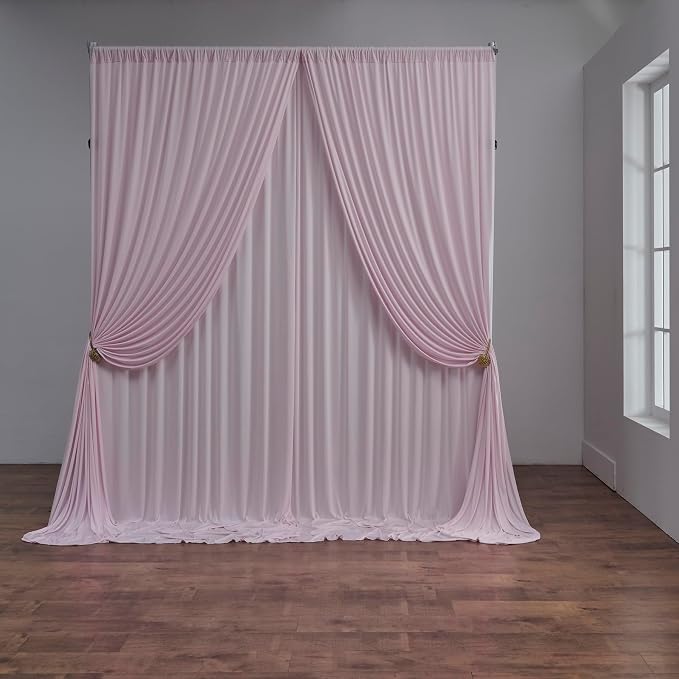 10 ft x 10 ft Baby Pink Backdrop Curtains - Image 4