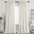 Cream Semi Sheer Linen Curtains 88 Inch Length by Nanspring