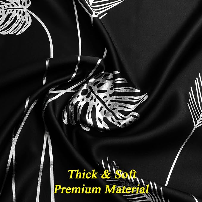 Silver and Black Blackout Curtains 2 Panels Set Thermal Insulated Window - Image 4