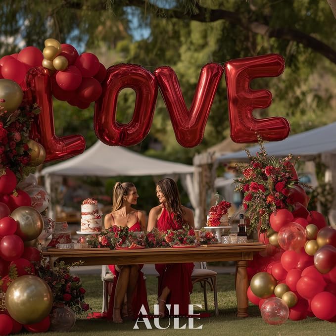 AULE 40 Inch Red L Balloon Letter Foil A-Z Birthday Big Alphabet | Birthday - Image 2