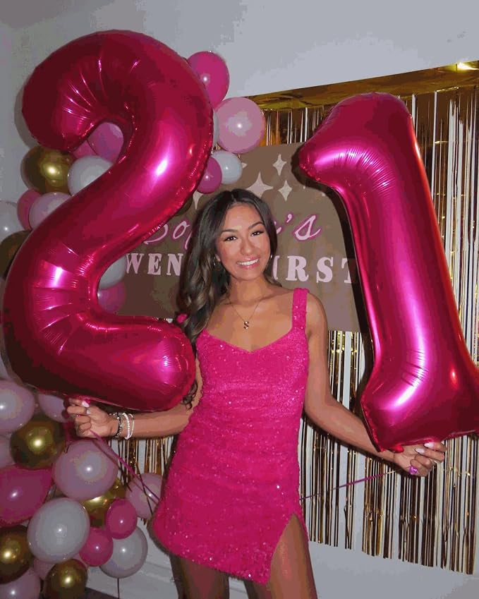 24 Balloon - Hot Pink Birthday Number Balloons, 40 Inch Party Decorations | Hot - Image 8