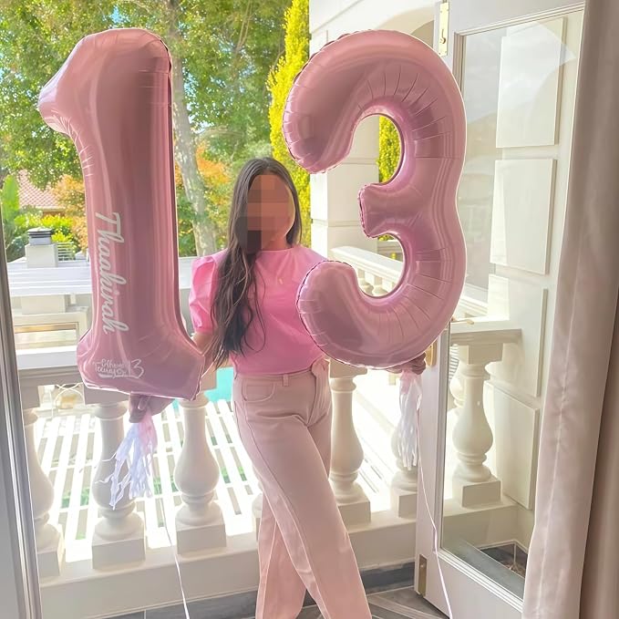 11 Balloon Number Birthday, Giant Light Pink Number 1 & 1 Helium Foil Balloon - Image 8