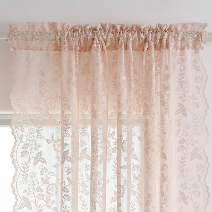 FINECITY Blush Floral Lace Curtains - Image 3