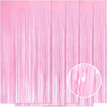 5 Pack Pink Foil Curtain Backdrop 3.2ft x 8.2ft Tinsel Foil Fringe Curtains by Ohiyoo