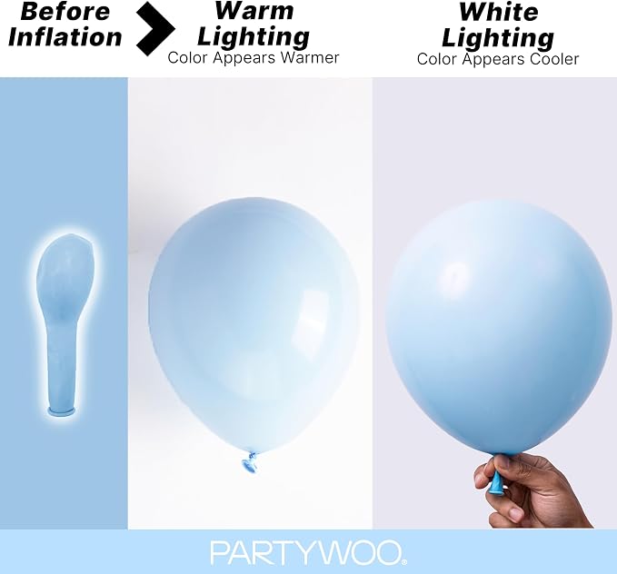 PartyWoo Baby Blue Balloons 145pcs Light Pastel Sky Aqua Blue Color | Different - Image 3