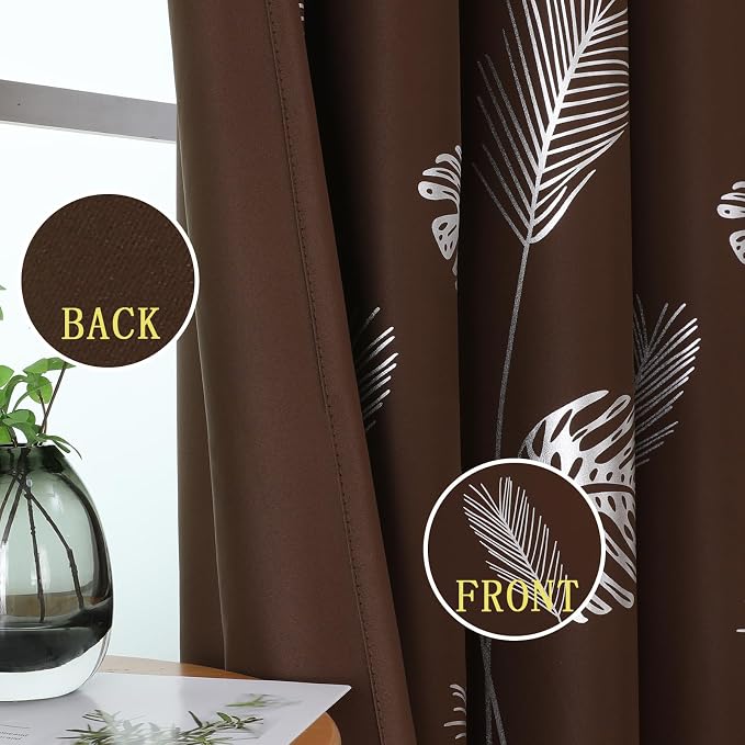 Brown Blackout Curtains for Living Room 96 Inches Long, Room Darkening Energy - Image 3