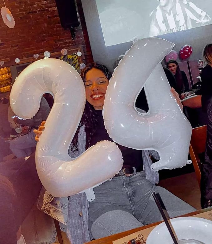 White Number 4 Balloon 40 Inch, 4th Birthday Party Decorations Men Women | Foil - Image 3