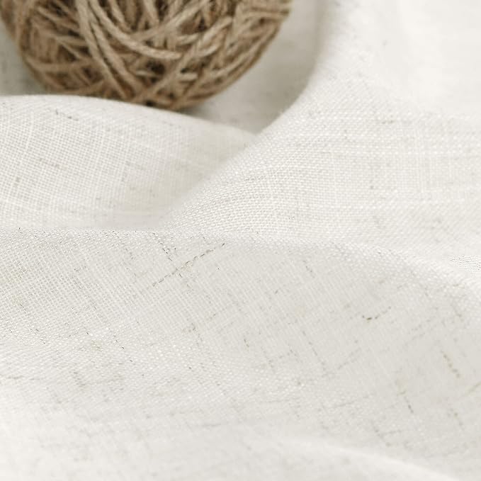 Cream Semi Sheer Linen Curtains 88 Inch Length - Image 5