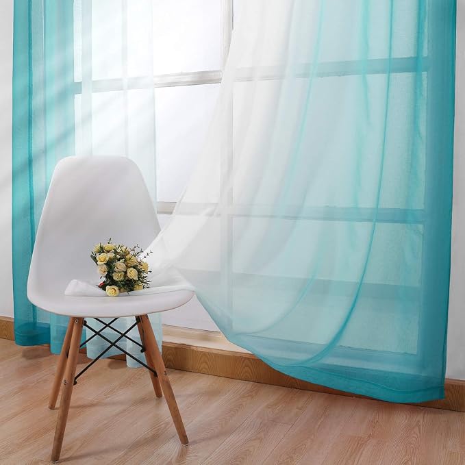 DWCN Faux Linen Ombre Sheer Curtains - Image 4