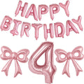 Bow Number 4 Birthday Balloons, Coquette Party Decorations Supplies by BSRESIN