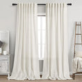 2 Panels Set Cream Linen Curtains 105 inches Long by Nanspring