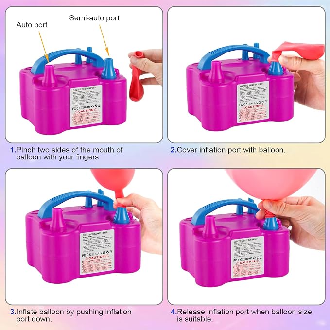Electric Balloon Pump with Dual Nozzle & 2 Tying Tools | 110V 600W Portable - Image 4