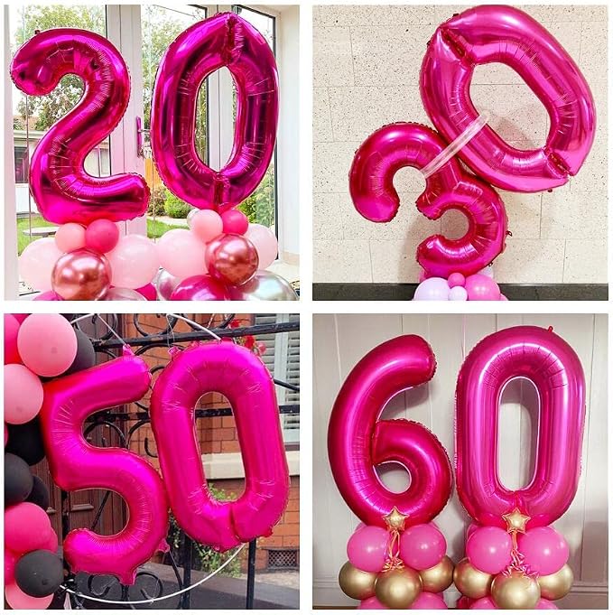 Hot Pink 50 Balloon Numbers, 40 Inch 50 Birthday Balloon Foil Mylar Number 50 - Image 6