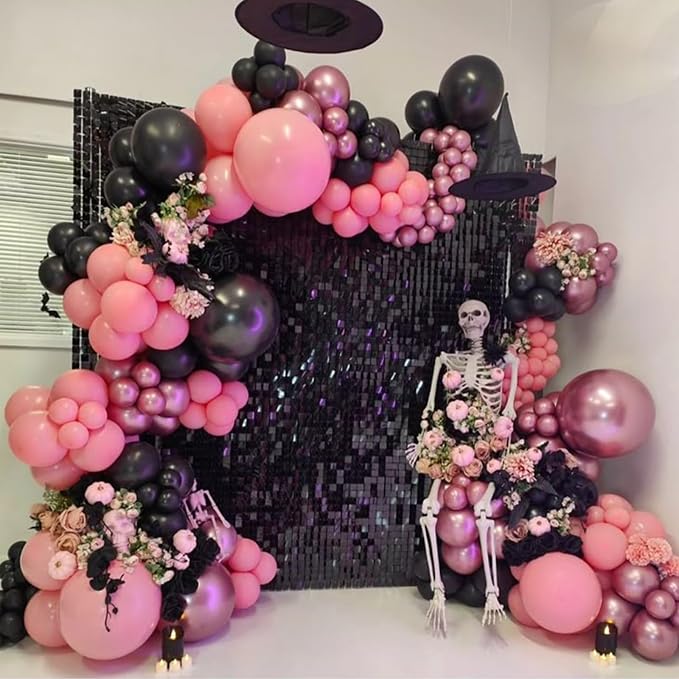 Black Shimmer Wall Backdrop, 24 Panels, 6x4 Ft Photo Backdrop | wedding - Image 3